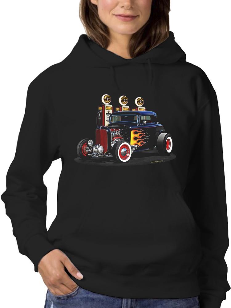 Muscle Car With Flames Hoodie or Sweatshirt -Larry Grossman Designs