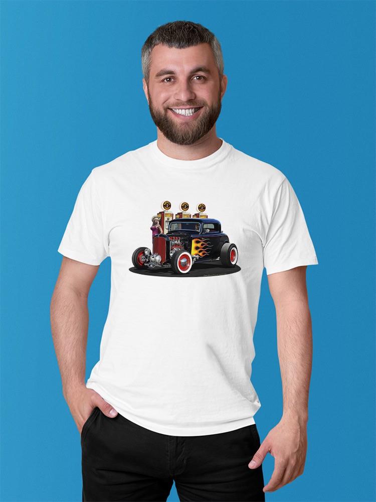 Muscle Car Gas Station T-shirt -Larry Grossman Designs