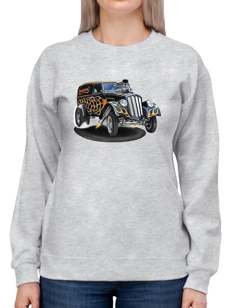 Flaming Muscle Car Hoodie or Sweatshirt -Larry Grossman Designs