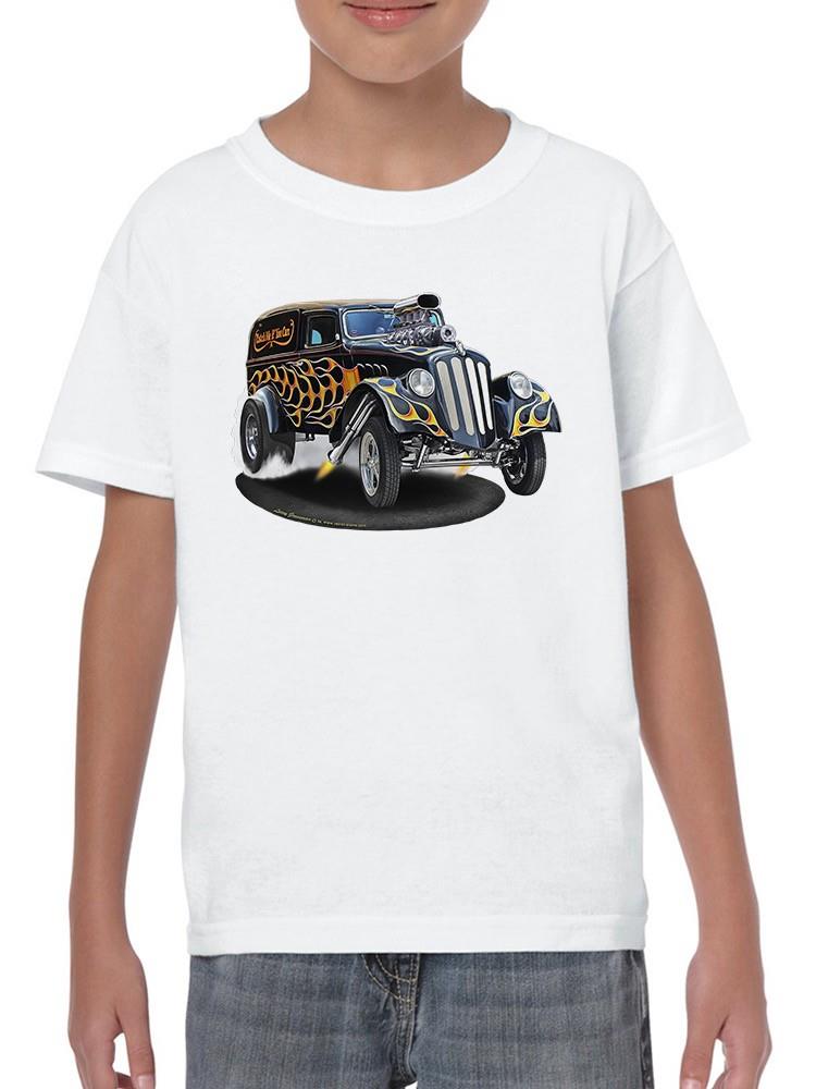 Flaming Muscle Car T-shirt -Larry Grossman Designs