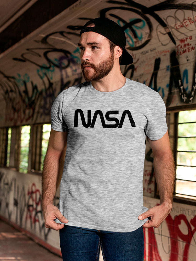 Nasa Black Worm Logo Grunge Stars Graphic Men's T-shirt