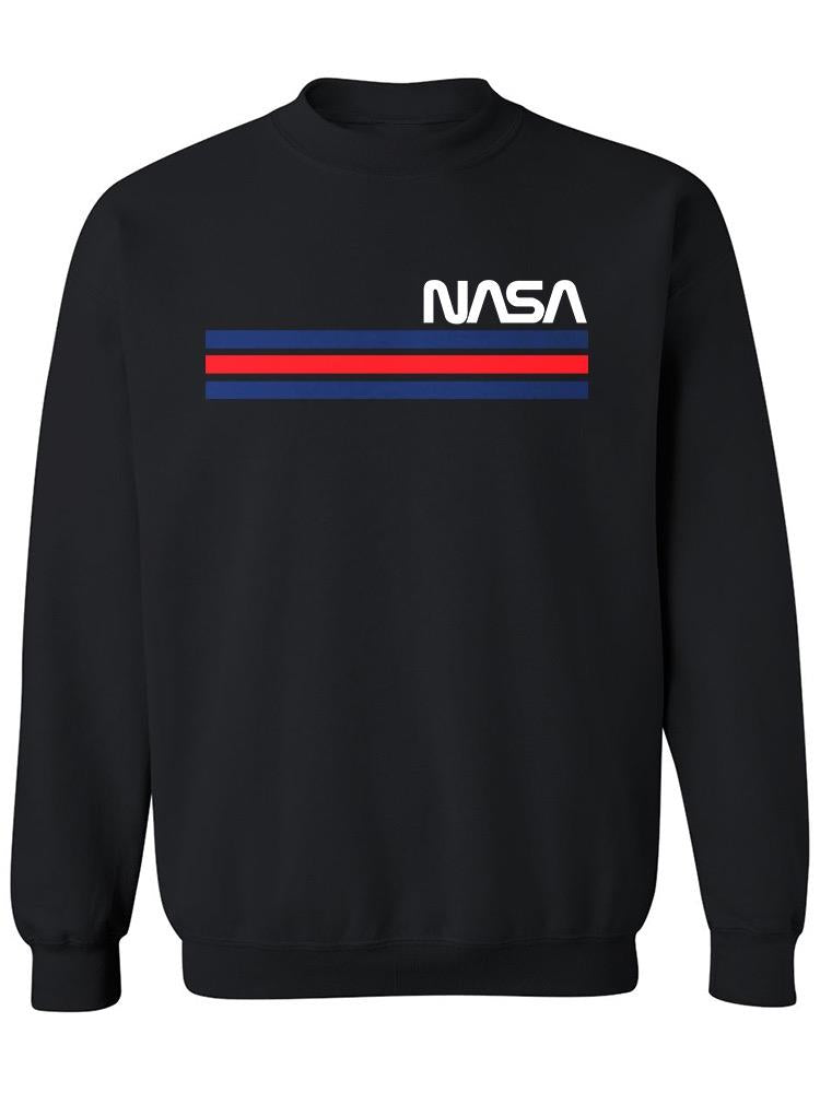 Nasa Red Blue Stripes Design Sweatshirt Men's -NASA Designs