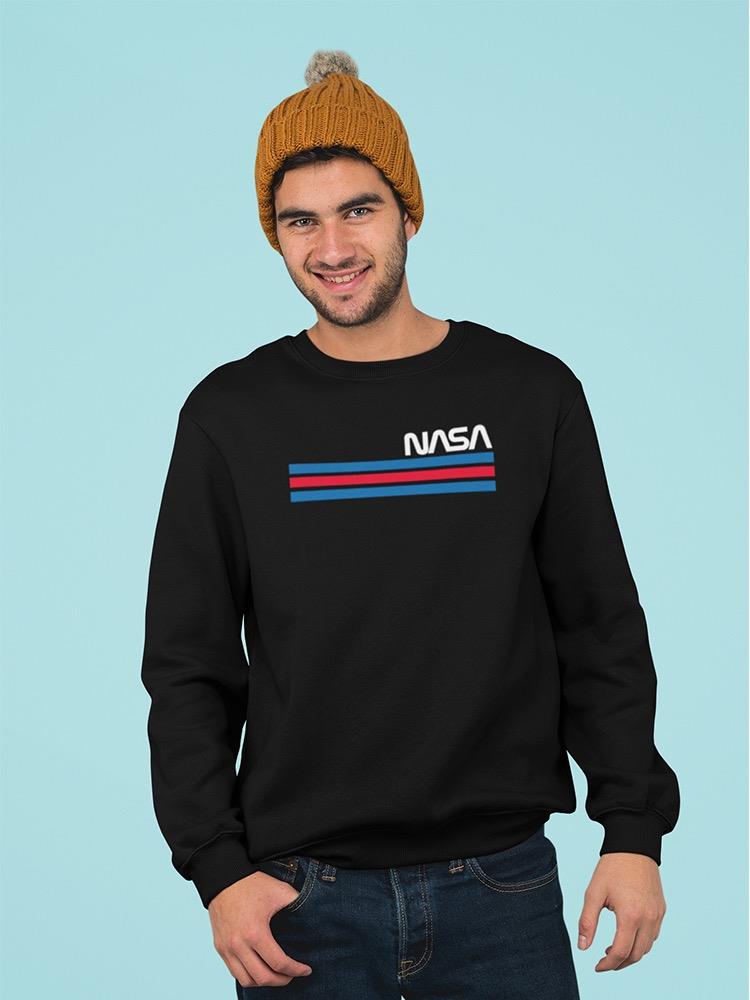 Nasa Red Blue Stripes Design Sweatshirt Men's -NASA Designs