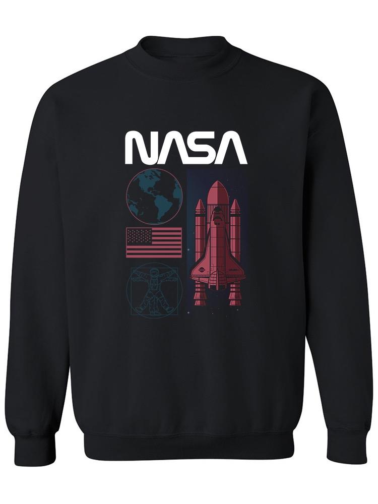 Red Spaceship Sweatshirt Men's -NASA Designs