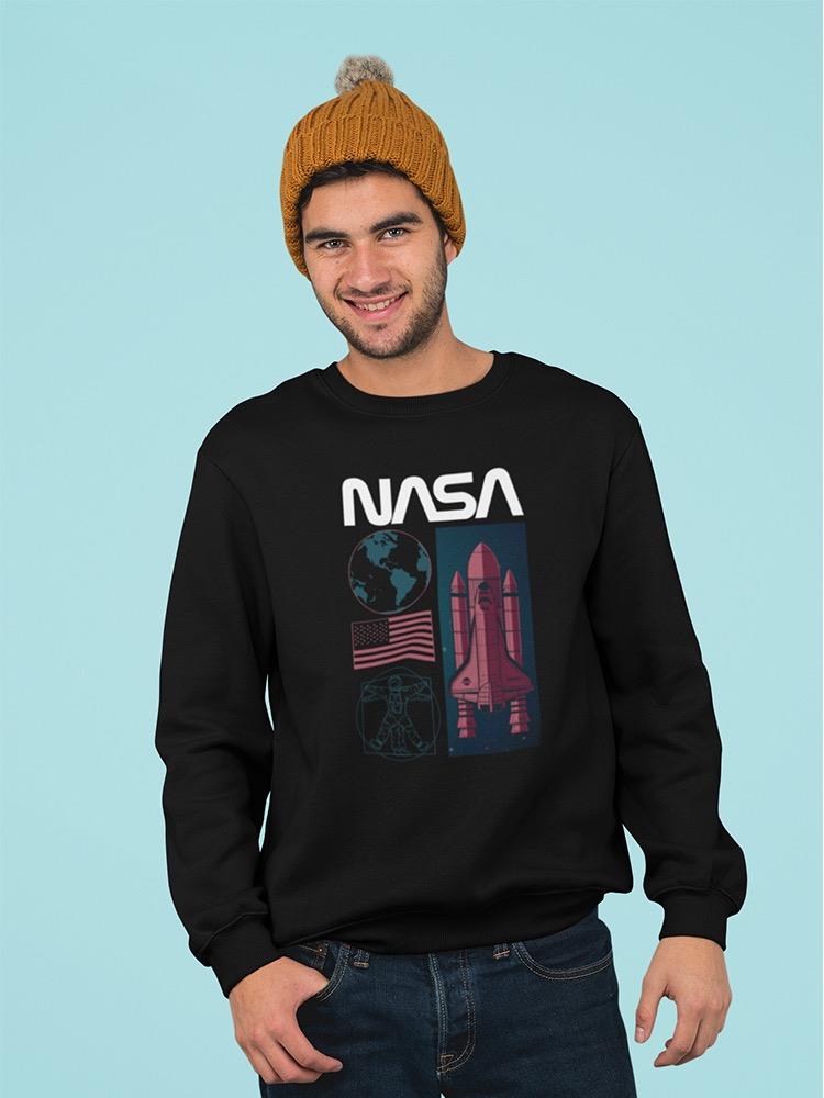 Red Spaceship Sweatshirt Men's -NASA Designs