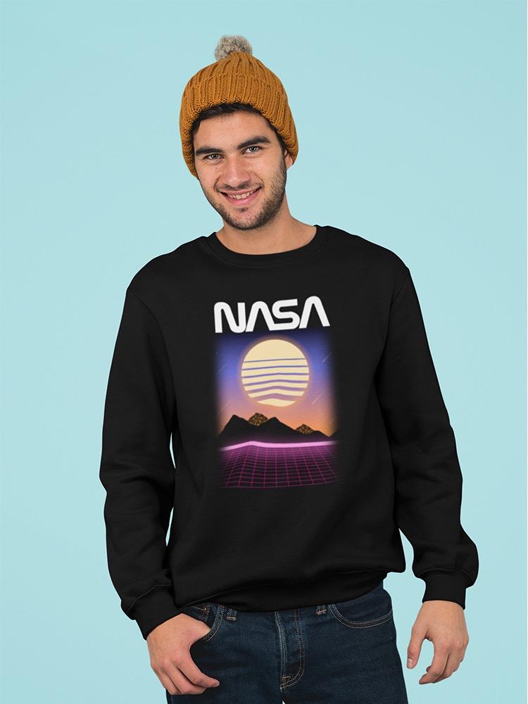 Nasa Retro Sunset And Grid Sweatshirt Men's -NASA Designs