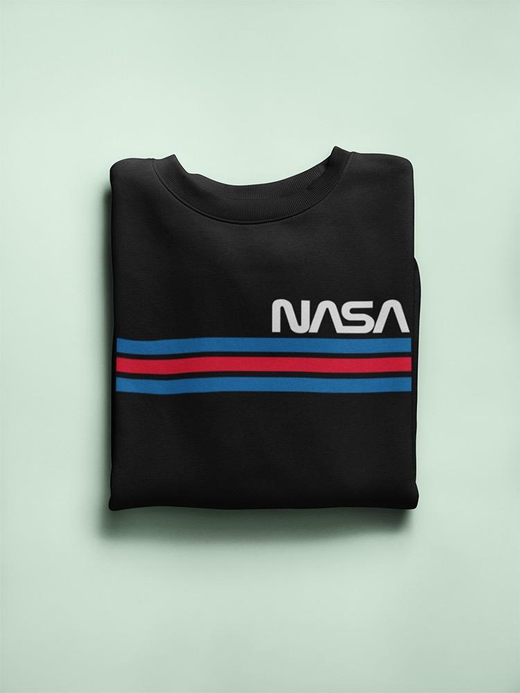 Nasa Blue And Red Stripes Design Sweatshirt Women's -NASA Designs