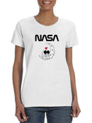 Nasa Two Astronauts Over Moon Shaped T-shirt -NASA Designs