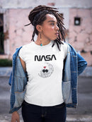 Nasa Two Astronauts Over Moon Shaped T-shirt -NASA Designs