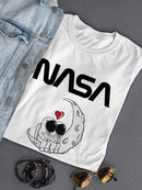 Nasa Two Astronauts Over Moon Shaped T-shirt -NASA Designs