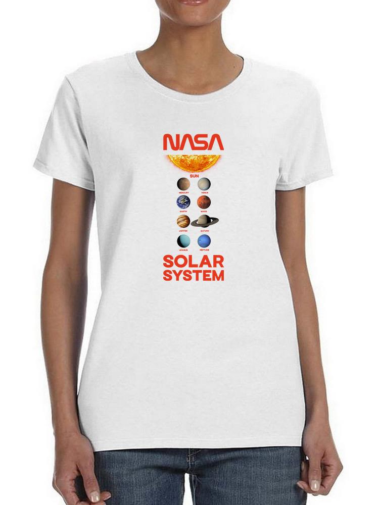 Nasa Solar System W Names Shaped T-shirt -NASA Designs