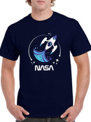 Nasa Baby Blue Rocket Art T-shirt -NASA Designs