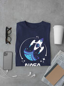Nasa Baby Blue Rocket Art T-shirt -NASA Designs