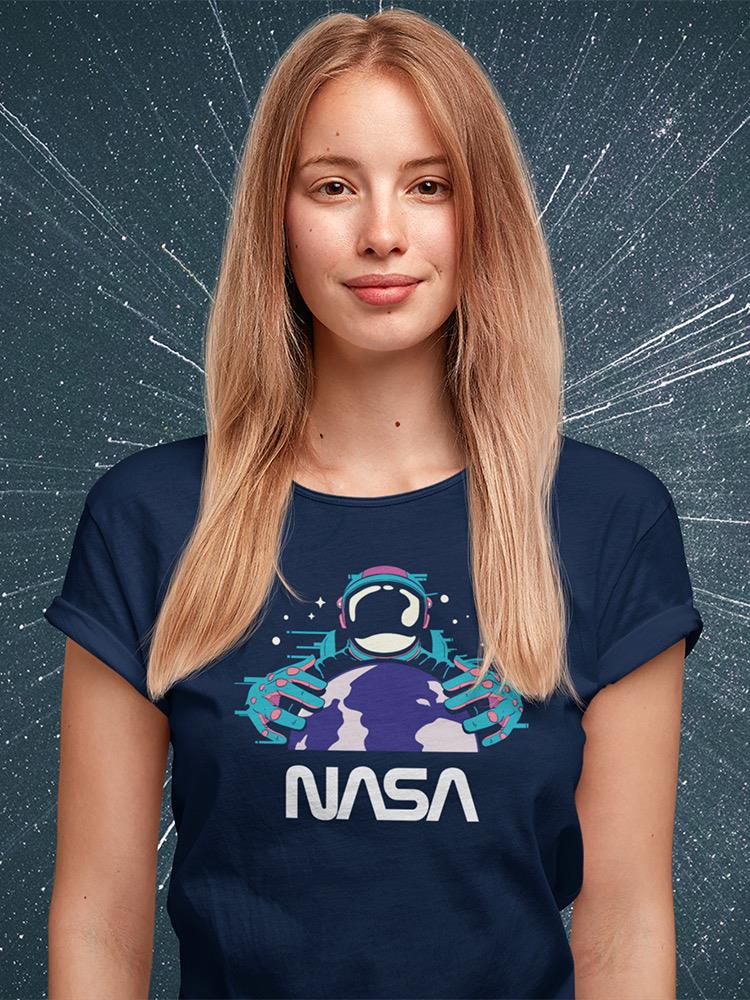 Nasa Spaceman W Planet Earth Shaped T-shirt -NASA Designs