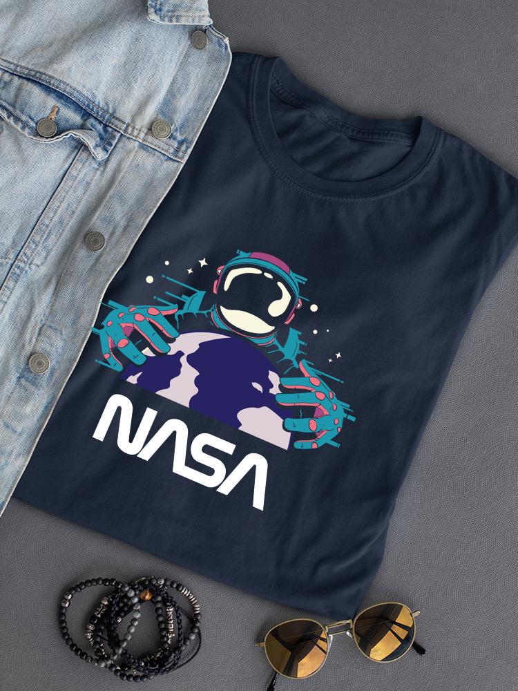 Nasa Spaceman W Planet Earth Shaped T-shirt -NASA Designs