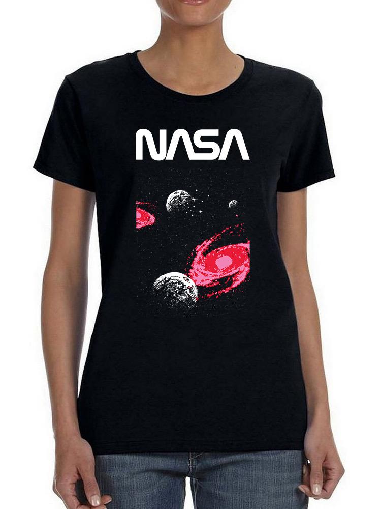 Nasa Space W Pixel Dark Hole Shaped T-shirt -NASA Designs