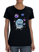 Nasa Astronaut Kitten W Planets Shaped T-shirt -NASA Designs