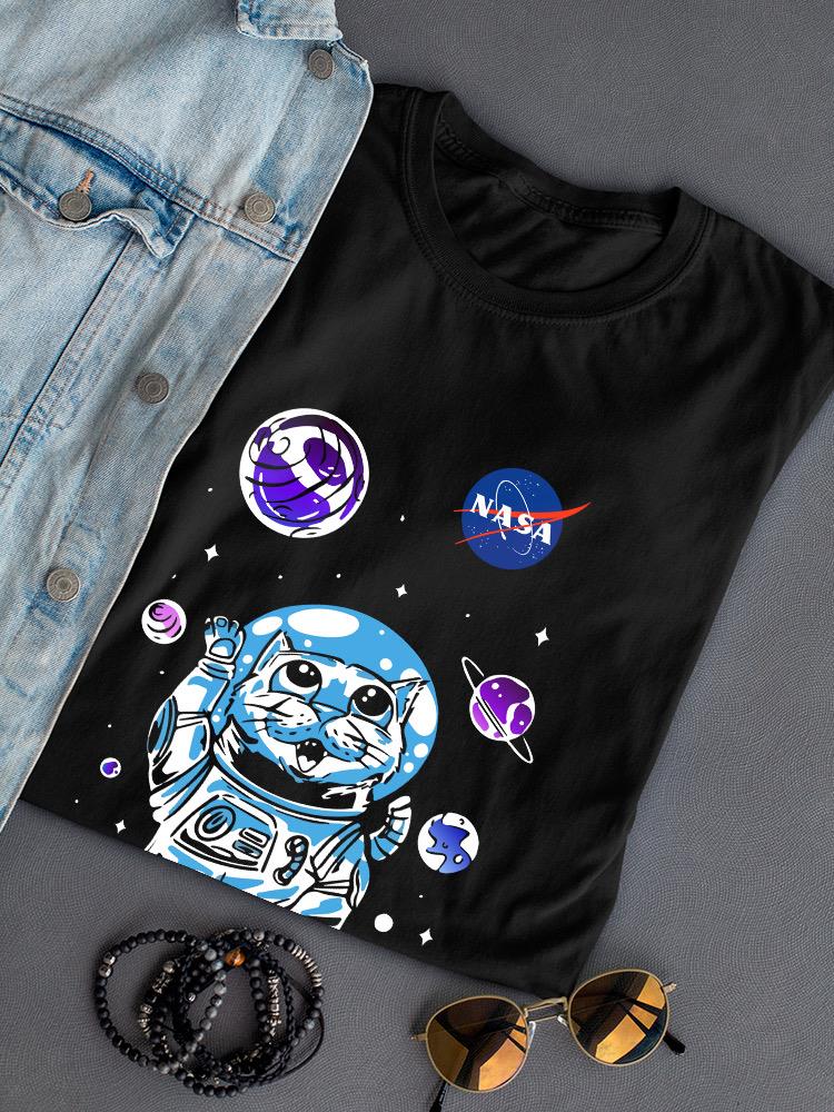 Nasa Astronaut Kitten W Planets Shaped T-shirt -NASA Designs
