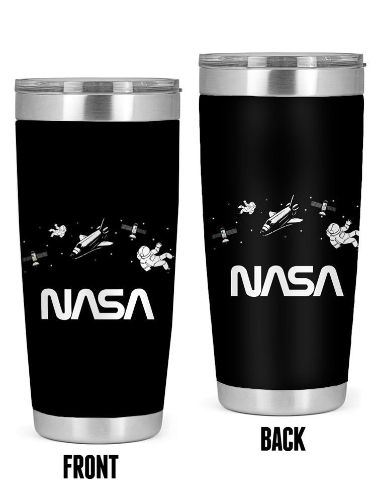 Nasa Floating Objects Banner Tumbler -NASA Designs
