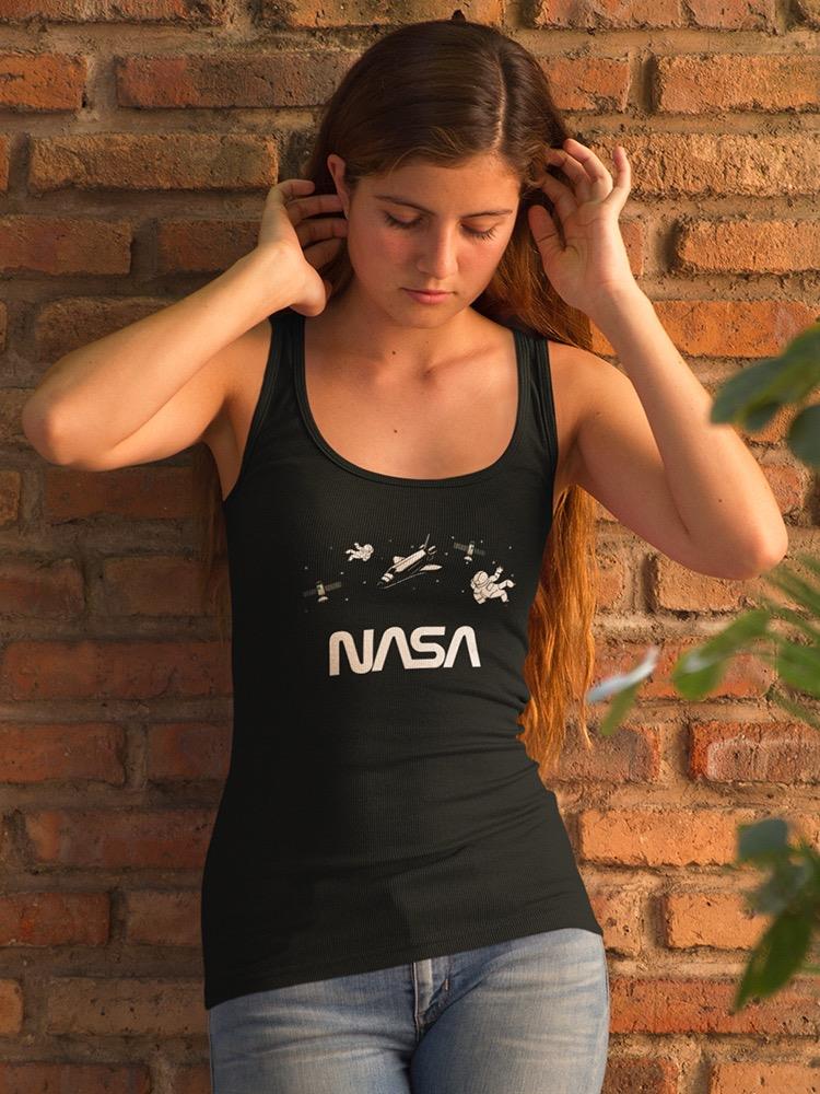 Nasa Floating Objects Banner T-shirt -NASA Designs