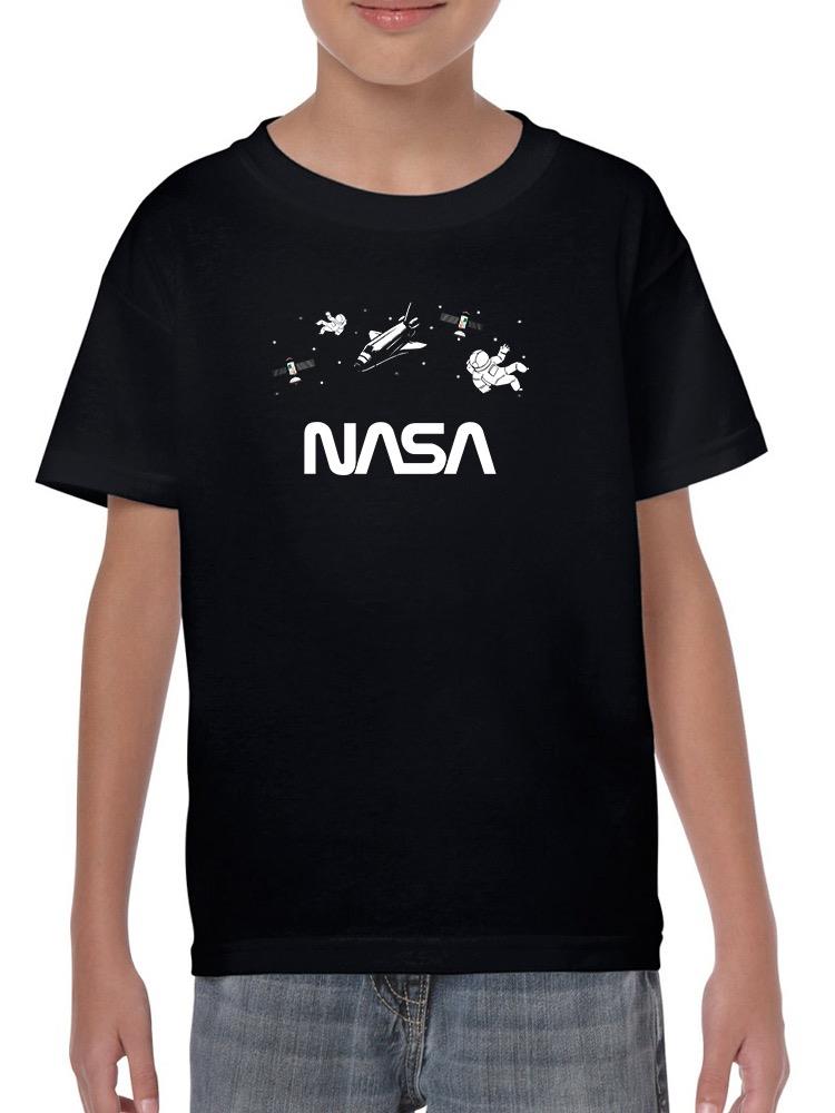 Nasa Floating Objects Banner T-shirt -NASA Designs