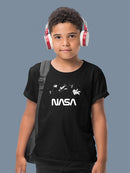 Nasa Floating Objects Banner T-shirt -NASA Designs