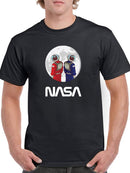 Nasa Astronaut Duo Over Moon T-shirt -NASA Designs