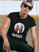 Nasa Astronaut Duo Over Moon T-shirt -NASA Designs