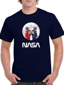 Nasa Astronaut Duo Over Moon T-shirt -NASA Designs