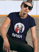 Nasa Astronaut Duo Over Moon T-shirt -NASA Designs