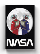 Nasa Astronaut Duo Over Moon Wall Art -NASA Designs