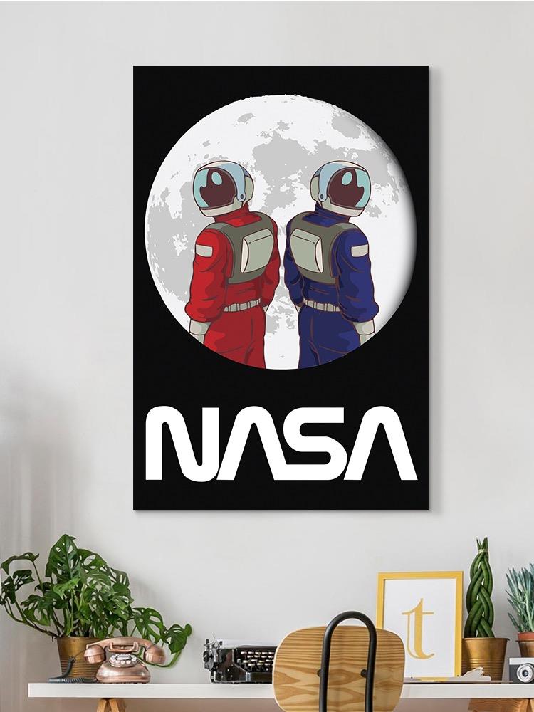 Nasa Astronaut Duo Over Moon Wall Art -NASA Designs