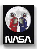 Nasa Astronaut Duo Over Moon Wall Art -NASA Designs