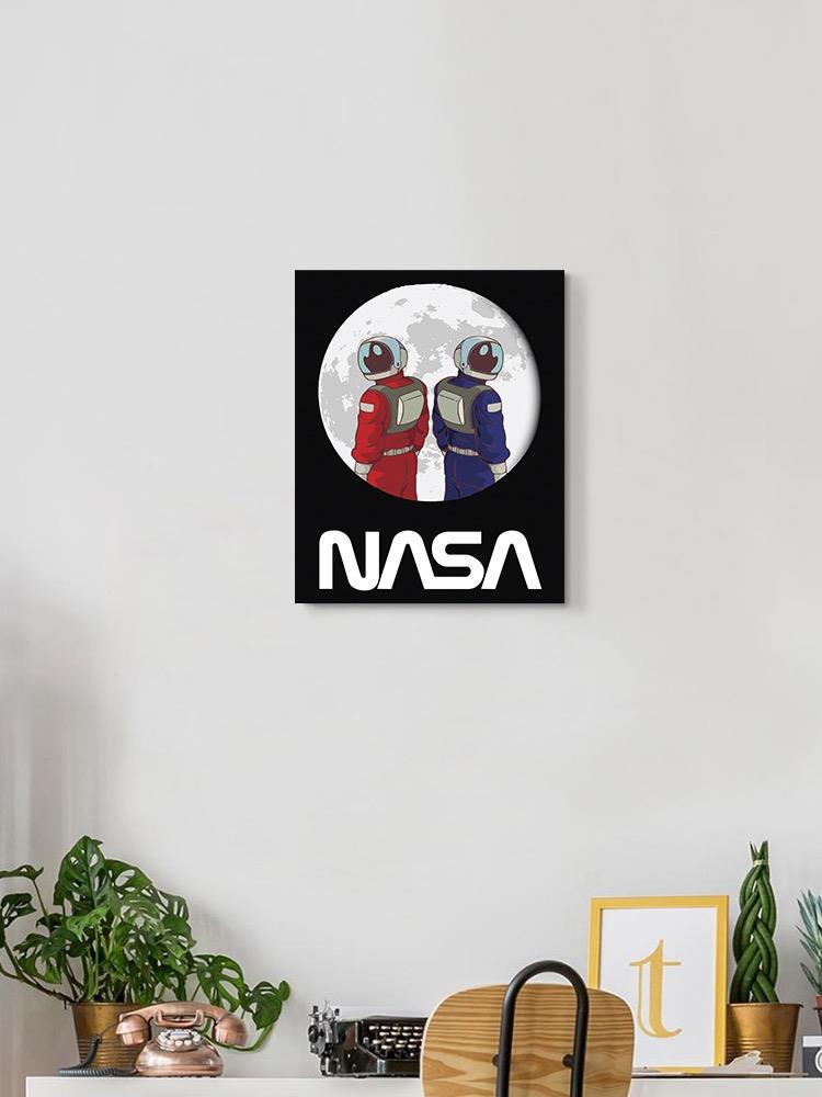 Nasa Astronaut Duo Over Moon Wall Art -NASA Designs
