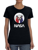 Nasa Astronaut Duo Over Moon T-shirt -NASA Designs