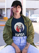 Nasa Astronaut Duo Over Moon T-shirt -NASA Designs