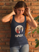 Nasa Astronaut Duo Over Moon T-shirt -NASA Designs