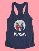 Nasa Astronaut Duo Over Moon T-shirt -NASA Designs