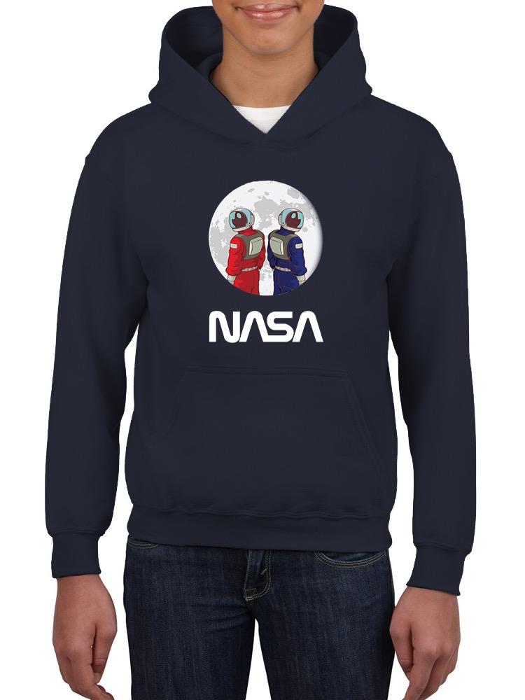 Nasa Astronaut Duo Over Moon Hoodie -NASA Designs