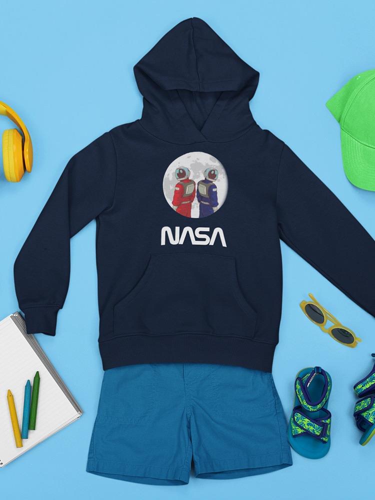 Nasa Astronaut Duo Over Moon Hoodie -NASA Designs