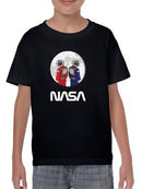 Nasa Astronaut Duo Over Moon T-shirt -NASA Designs