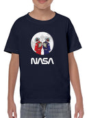 Nasa Astronaut Duo Over Moon T-shirt -NASA Designs
