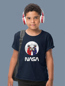 Nasa Astronaut Duo Over Moon T-shirt -NASA Designs