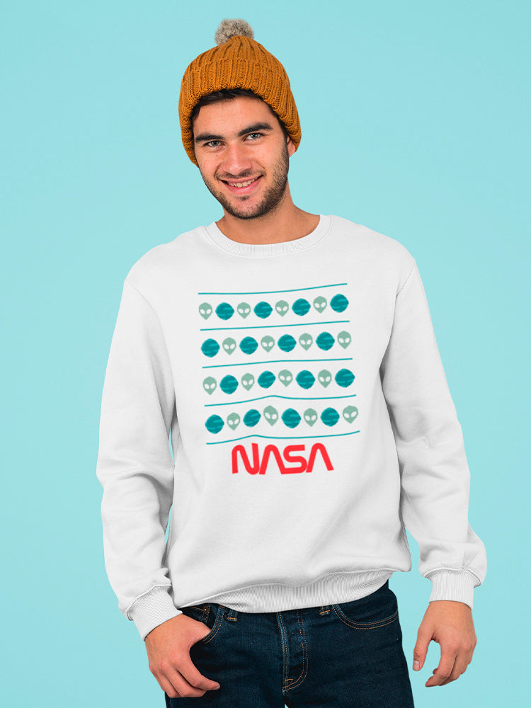 NASA Alien And Planets Winter Pattern Graphic Men's Sweatshirt
