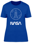 NASA One Line Spaceship With Stars And Planets Women's T-shirt