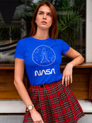NASA One Line Spaceship With Stars And Planets Women's T-shirt