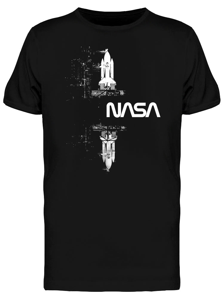 Space NASA White Mirror Rocket Men's T-shirt