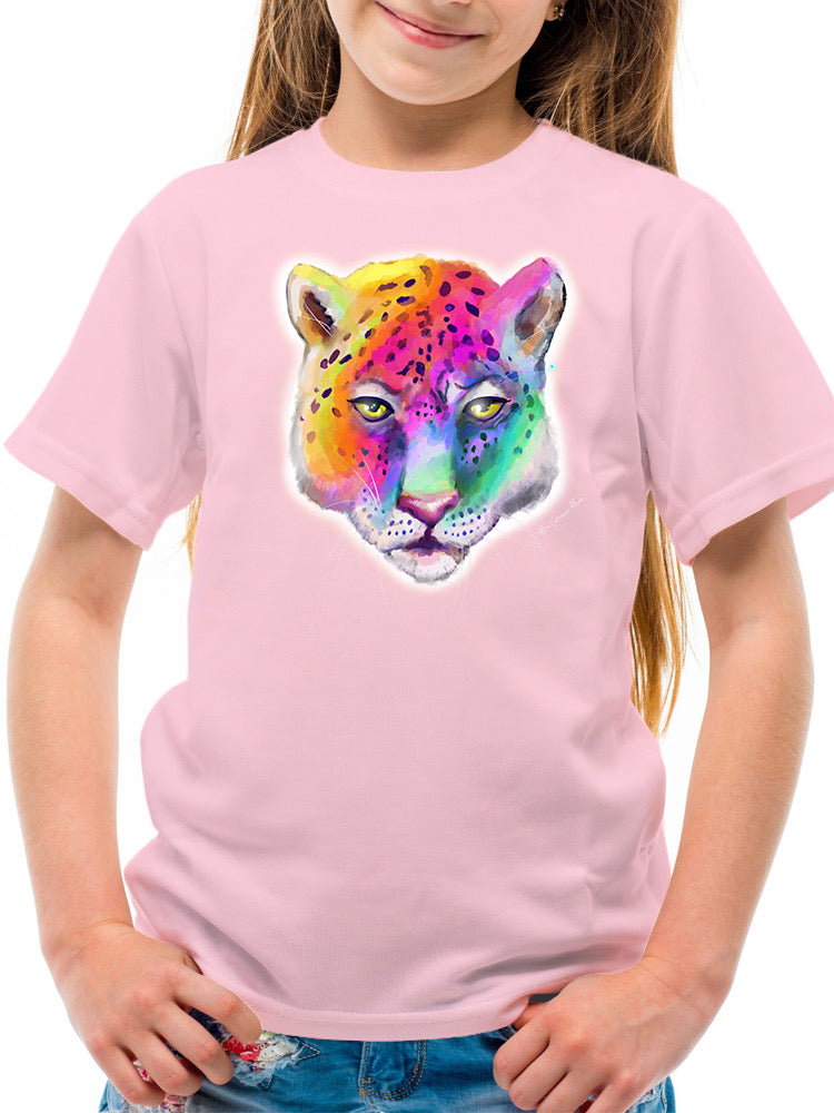 Leopard In Rainbow T-shirt -Rose Khan Designs