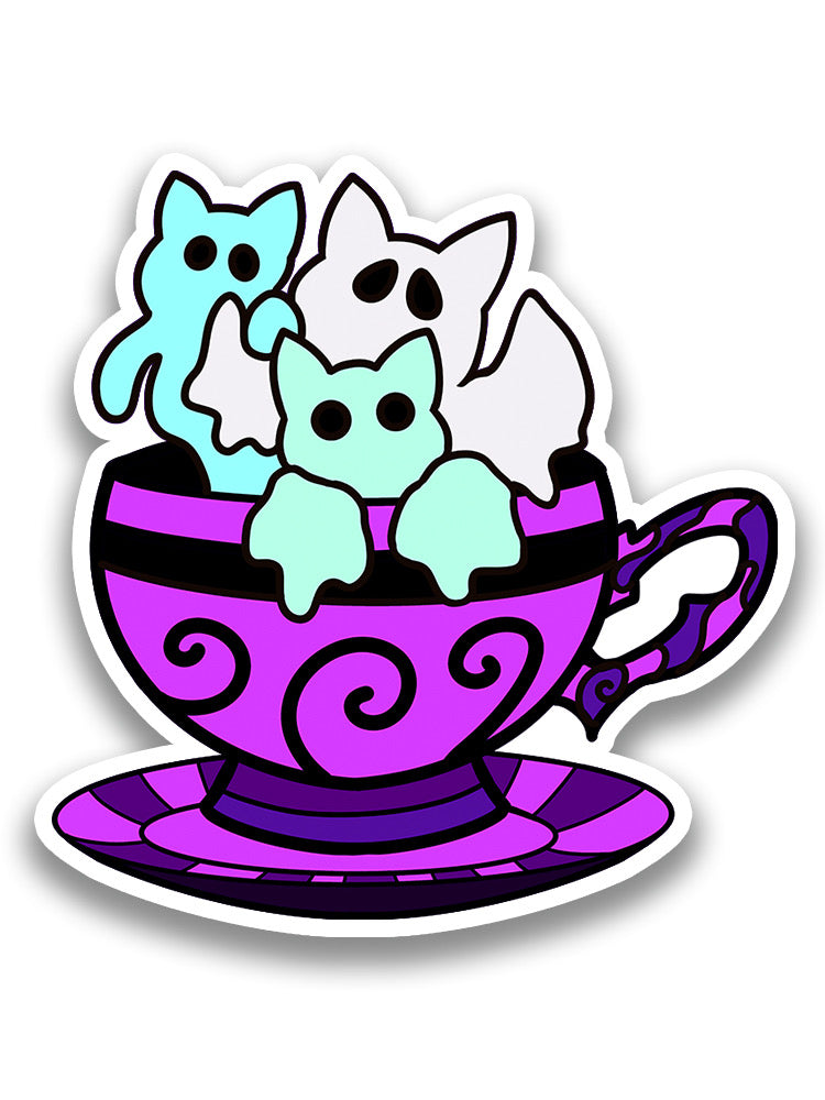 Ghosts In A Cup Sticker -Rose Khan Designs