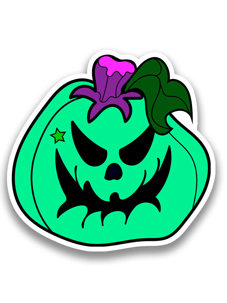 Green Wicked Pumpkin Sticker -Rose Khan Designs